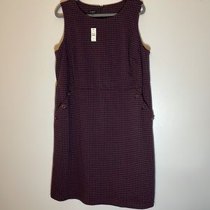 Talbots plus size 16W Houndstooth sleeveless sheath dress with Button Detail NWT